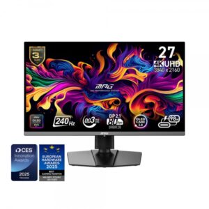 Zaslon MSI MPG 272URX QD-OLED 27" / 4K UHD / 240Hz / 0,03ms (GTG) / črn – nastavljiv po višini - PD 98W