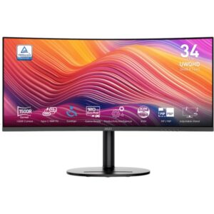 Zaslon MSI Modern MD342CQP / 34" / UWQHD / VA / 120Hz / 1ms (MPRT) / ukrivljen / KVM / črn - nastavljiv po višini - PD 98W