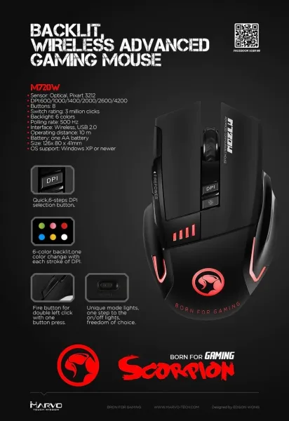 MARVO M720W gaming brezžična miška - slika 2