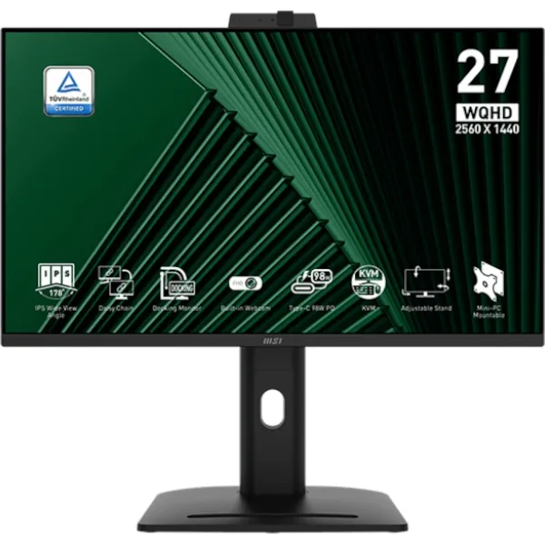 Zaslon MSI PRO MP275QPDG / 27" / WQHD / IPS / 100Hz / 1ms/ KVM /Web Camera / Daisy Chain, črn - nastavljiv po višini - PD 98W
