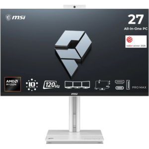 Računalnik All-in-One MSI PRO MAX 27TP Z 8MG Ryzen 7 / 16 GB / 512 GB SSD / 27" FHD / Touchscreen / IPS / 120Hz / 5MP Webcam / Windows 11 Pro (bel)