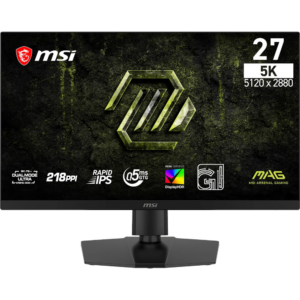 Zaslon MSI MAG 271KPD7 / 68,6 cm (27") / 5120x2880 (5K) / Rapid IPS / 5K:75Hz, QHD:300Hz / 0.5 ms (Min.) (GTG) / 350 nits / 1500:1 / nastavljiv po višini